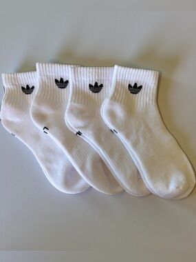 Adidas Trefoil Quarter Socks 4 Pair White Women’s L